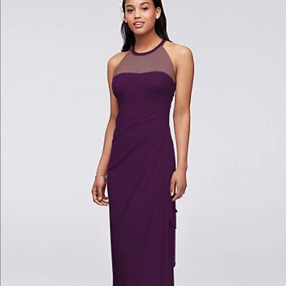 David’s Bridal Bridesmaid Mesh Illusion Halter